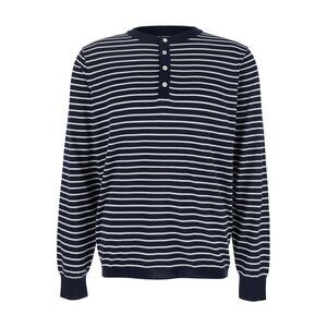 After Pray Men Blue Crewneck T-Shirt With All-Over Striped Motif In Cotton Man